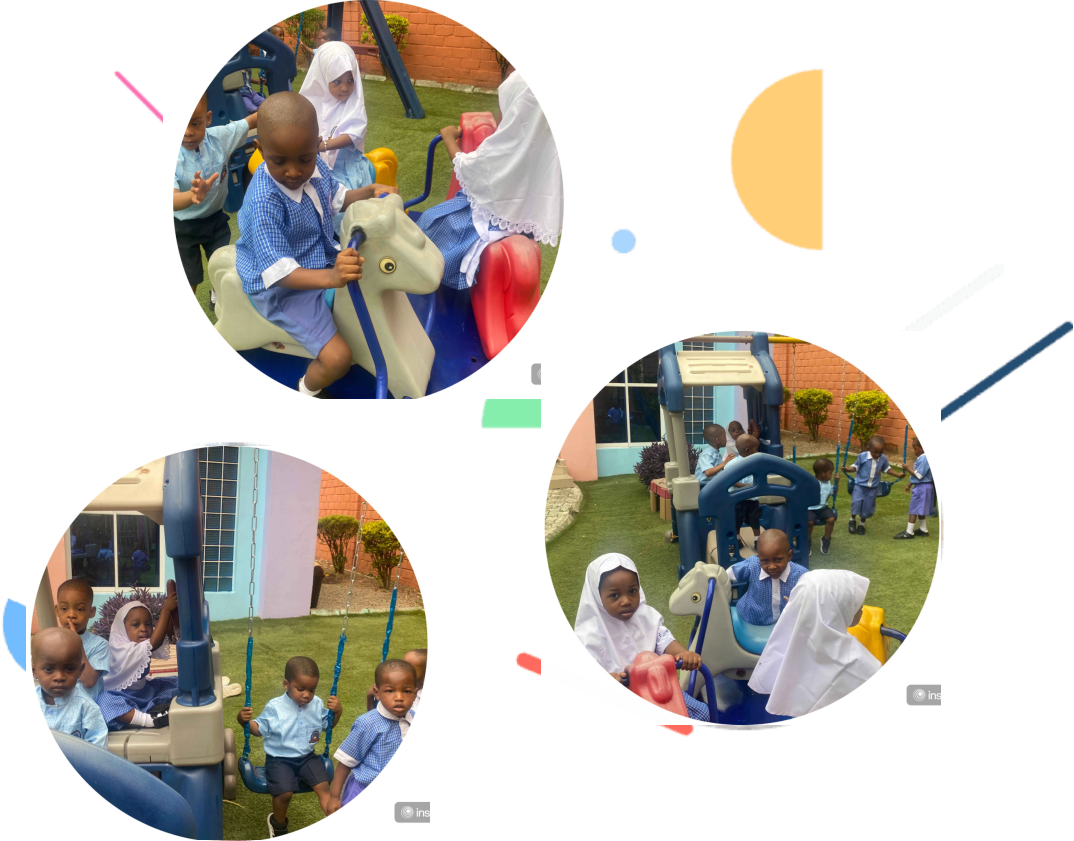 Happy children playing and learning